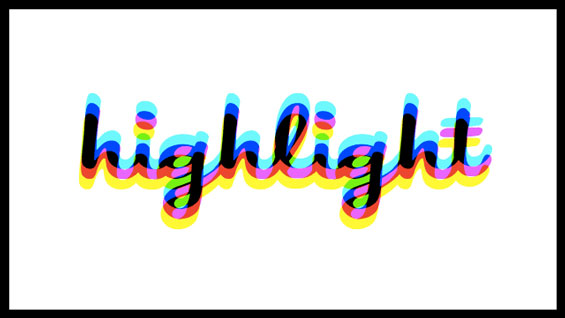 beyaz arka planda çok renkli ve okunması güç highlight kelimesi