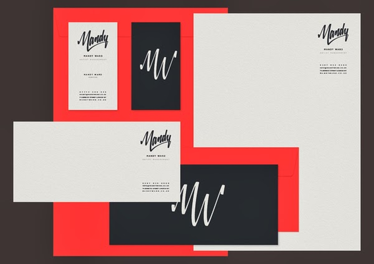 Mandy Ward markası için hazırlanan kurumsal kimlik çalışmaları