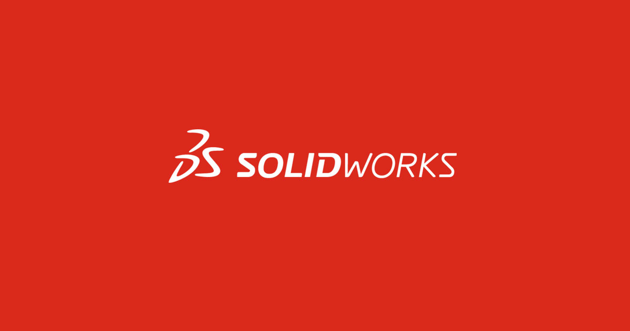 SolidWorks adlı 3d tasarım programının kırmızı zemin üzerinde beyaz ile hazırlanmış logosu