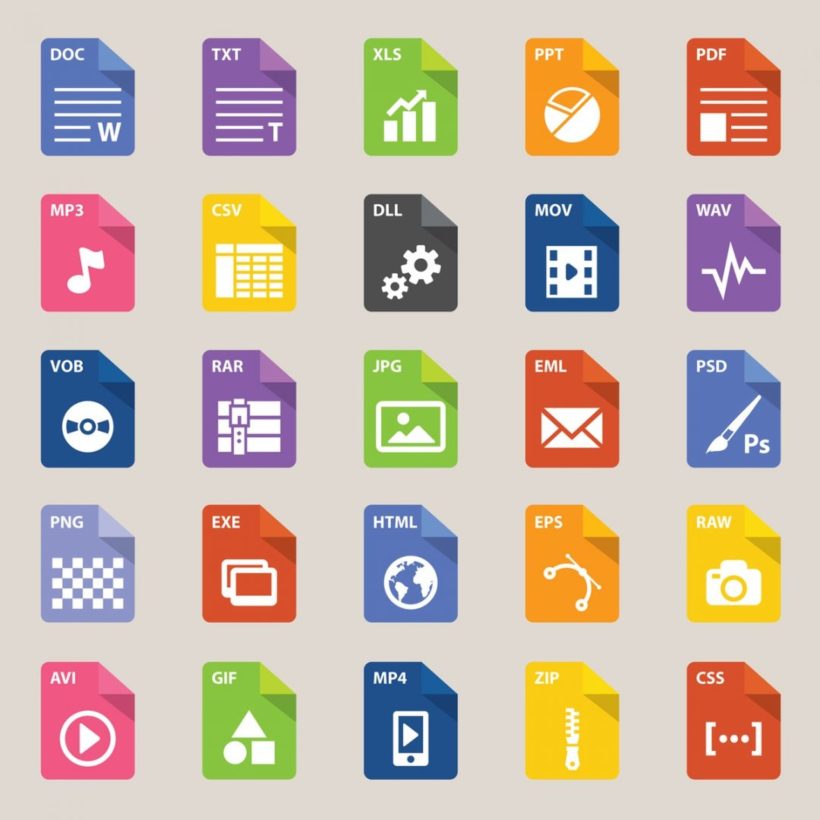 En çok kullanılan dosya uzantıları ve ikonları