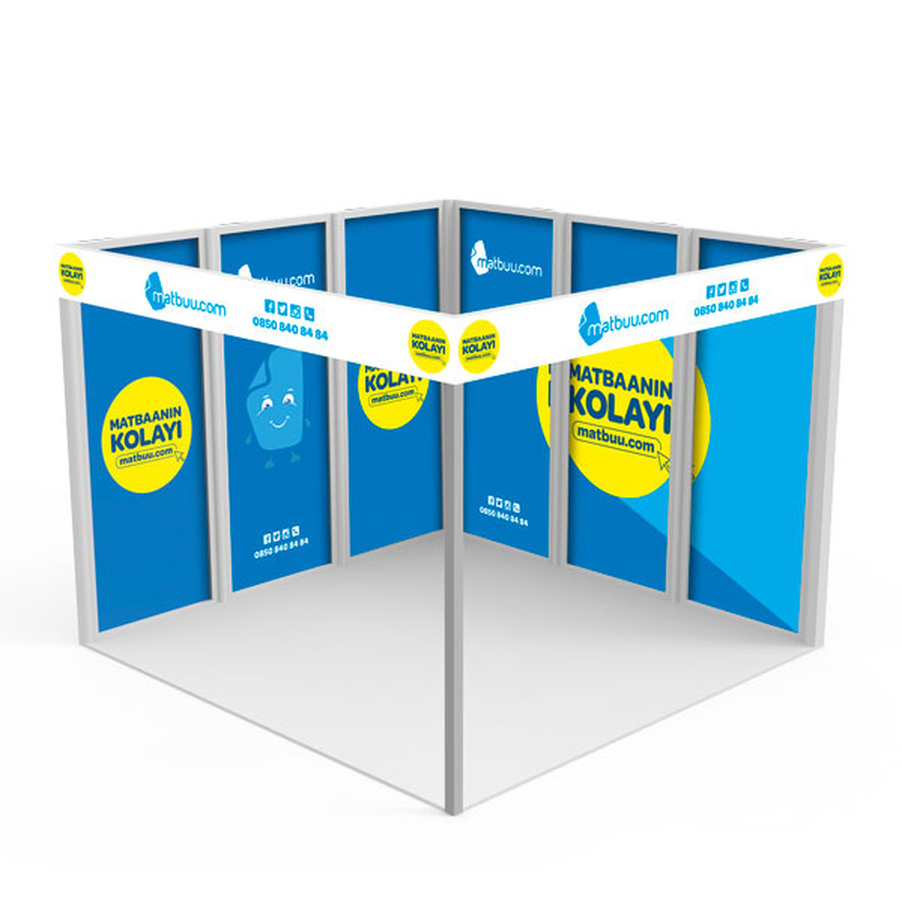 online matbaa firması Matbuu'nun tasarladığı üç boyutlu bir stand giydirme örneği