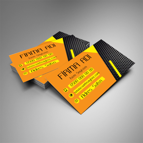 siyah sarı ve turuncu matbuu kartvizit tasarımı