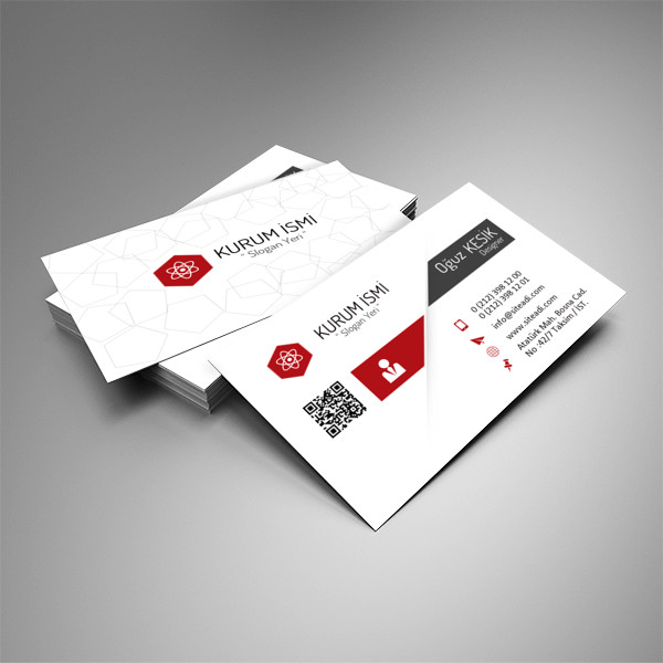 Beyaz Çizgili Tual Kartvizit