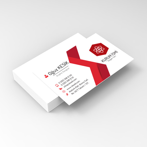 Kırmızı Çizgili Tek Yön Kartvizit