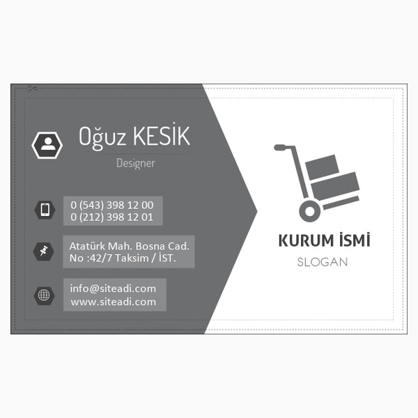 Nakliye Taşımacılık Kartvizit Gri