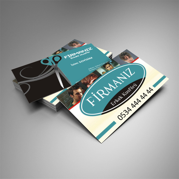 Mavi-Siyah Erkek Kuaför Kartvizit