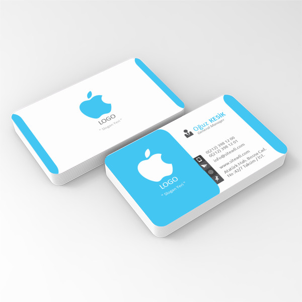 Kurumsal Kartvizit Siyah-Beyaz Mavi -beyaz OVAL