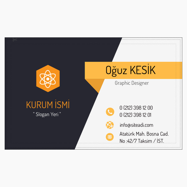 Turuncu Beyaz Nokta Desenli Kartvizit