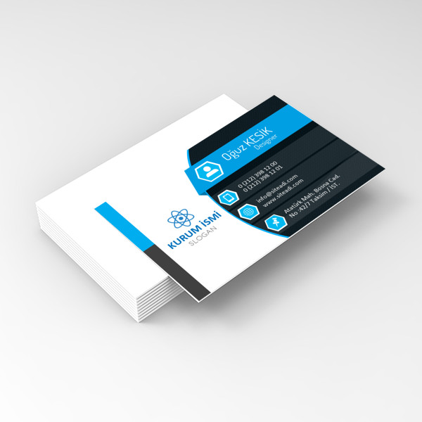 Mavi Siyah Şık Tek Yön Kartvizit