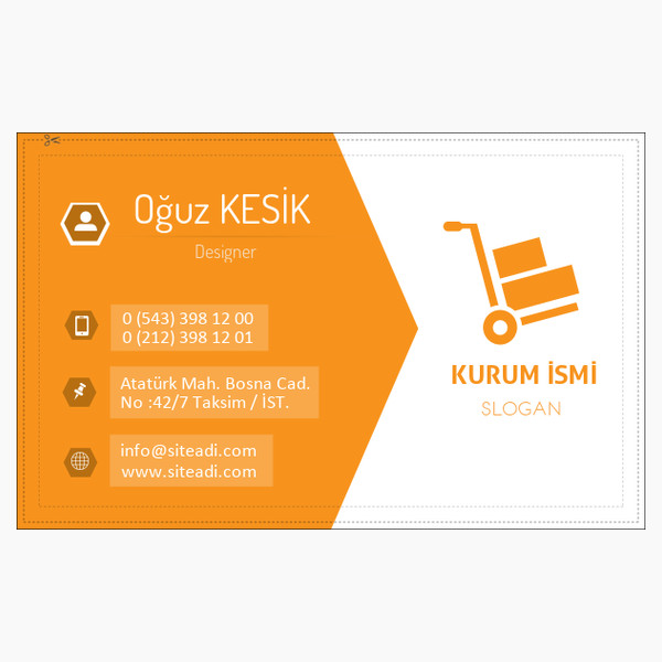 Nakliye Taşımacılık Kartvizit Turuncu