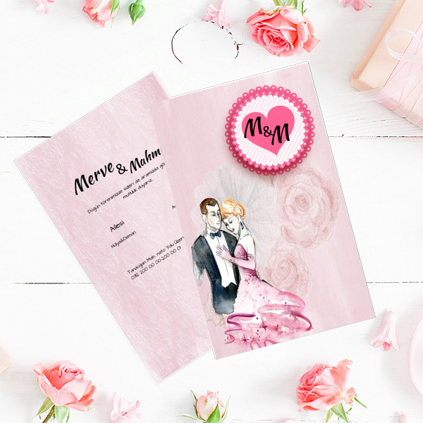mutlu çift  düğün davetiyesi
