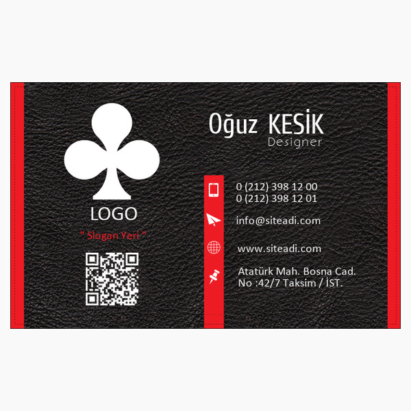 Kırmızı Beyaz Nokta Desenli Kartvizit