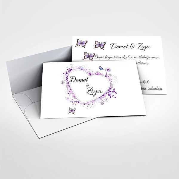 kelebek tasarım davetiye