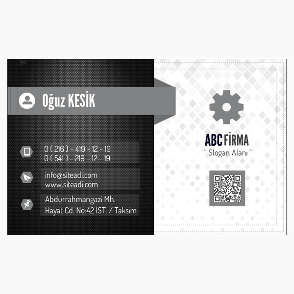 Kurumsal Kimlik Kartvizit Örnekleri Gri