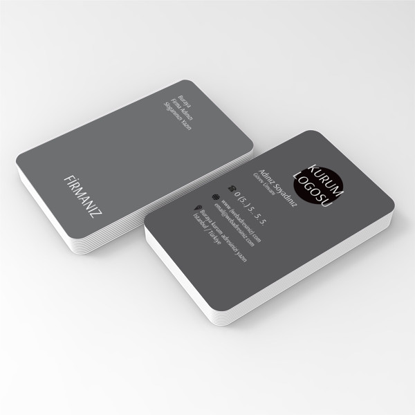 Gri Dik Kartvizit Oval