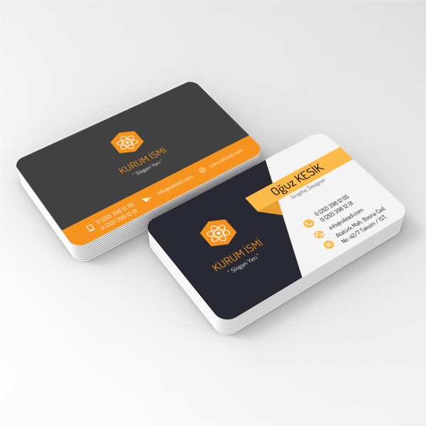 Turuncu Beyaz Oval Kartvizit