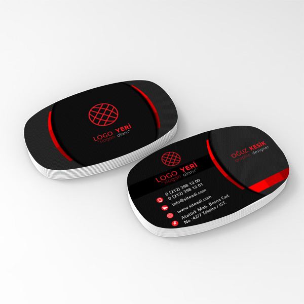 siyah kırmızı asi kartvizit elips