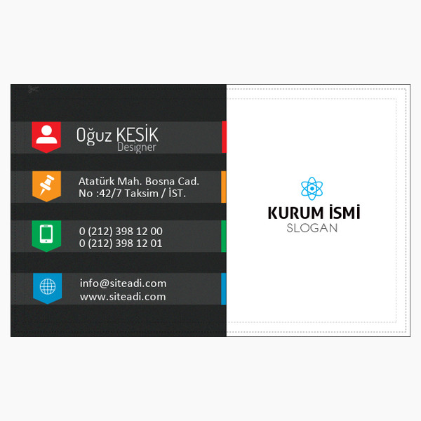 Renkli Tasarım Nokta Desenli Kartvizit