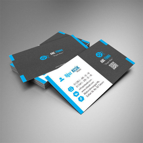 Mavi Beyaz Desenli Kurumsal Kartvizit