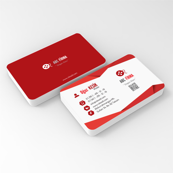 Kırmızı Desenli Kurumsal Kartvizit 