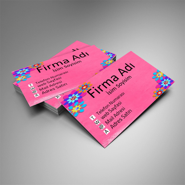 pembe desen çiçek   kartvizit