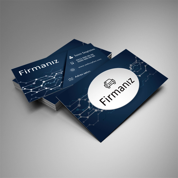 koyu mavi gri yuvarlak  kartvizit