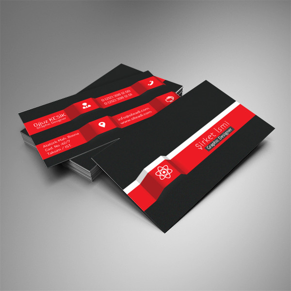 Kırmızı Desenli Tual Kartvizit