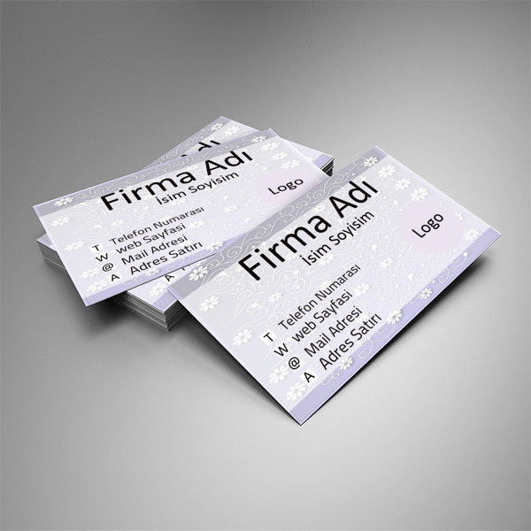 mor renk ve çiçek desen kartvizit