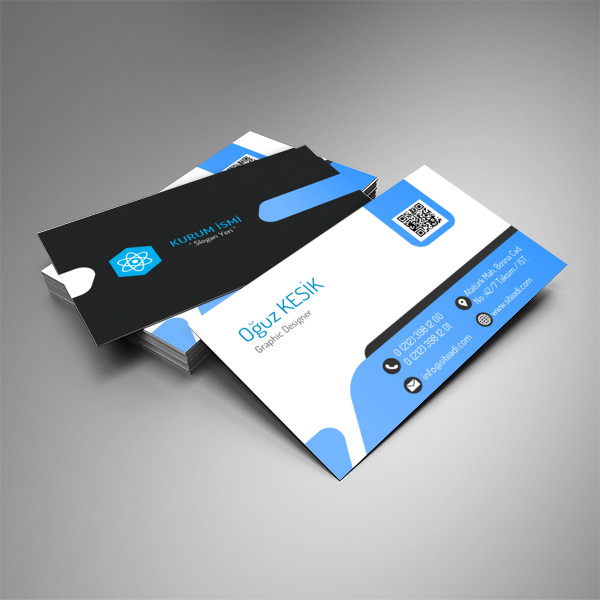 Mavi Beyaz Oval Tasarım Kartvizit