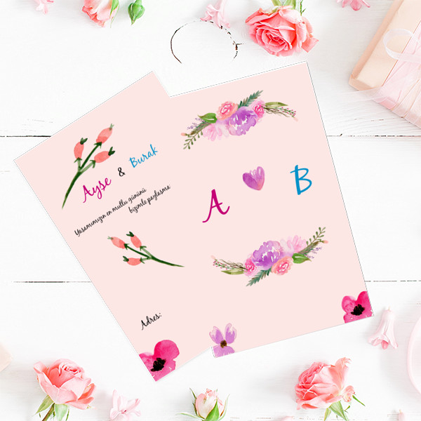 Çiçek  Dikey Davetiye 