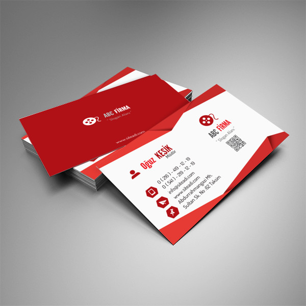 Kırmızı Desenli Kurumsal Kartvizit 