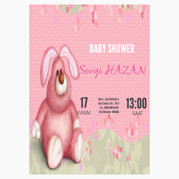 tavşan baby shower davetiye